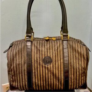 Vintage Fendi Pequin Stripe Brown Bag
